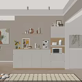 Modern White Sideboard with Open Shelves Coffee Machine and Decorative Items 3d model