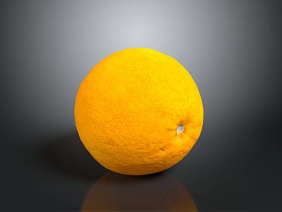 Fresh Ripe Yellow Orange With Smooth Texture On Dark Reflective Surface 3d model