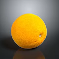 Fresh Ripe Yellow Orange With Smooth Texture On Dark Reflective Surface