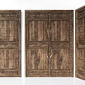 Vintage Carved Wooden Swing Door With Ornate Design And Antique Style