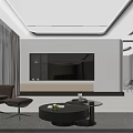 Modern Living Dining Room Interior With Light Wood Walls Windows Beige Sofa Black Coffee Table