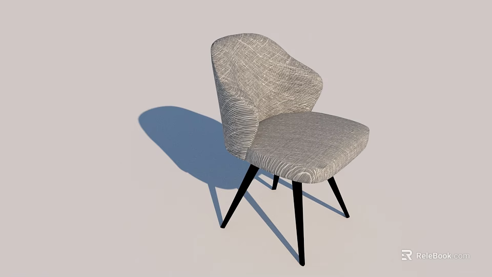 Modern Light Gray Fabric Accent Chair With Curved Backrest And Black Legs For Living Room 3d model 