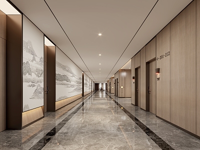 Modern Hotel Aisle 3d model