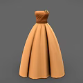 Elegant Strapless Tan Dress with Waist Flower Detail and Full Skirt