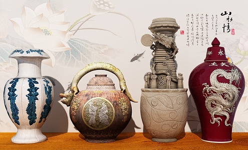 Chinese-style ceramic ware pottery 3d model