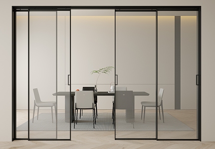 Frosted glass sliding door Changhong glass dining table and chair sliding door swing door sliding door single door track door 3d model