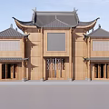 Ancient Chinese Architecture With Red Walls Grey Tiled Roof And Tiered Eaves