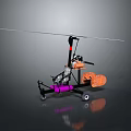 Detailed Helicopter Model With Rotor Blade Landing Gear And Orange Seat Wheels