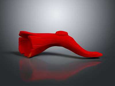 3D Rendered Red Wood Stone Furniture Leg with Smooth Curved Surface and Gray Background 3d model