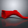 3D Rendered Red Wood Stone Furniture Leg with Smooth Curved Surface and Gray Background