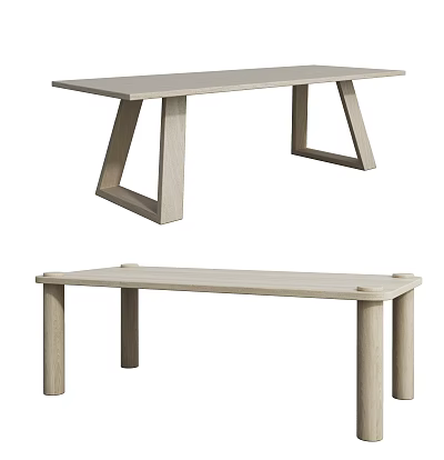 Light Colored Modern Wooden Dining Tables With Geometric And Straight Leg Designs 3d model