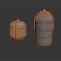 Woven Storage Containers in Large and Small Sizes With Striped Design and Bundled Straps