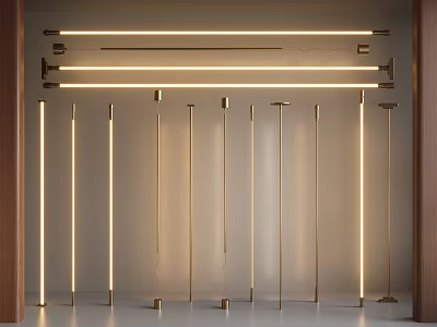 Modern Decorative Lights with Linear Design Brass Finish Wall Mounted and Floor Standing Styles 3d model