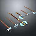 Cold weapons Sword Axe Hook Fork Spear Trident Melee Weapon Military 3d model