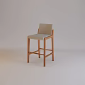 Modern Bar Stool With Wooden Frame And Light Colored Comfortable Cushion 3d model