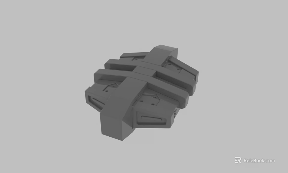 Gray 3D Model of Mechanical Component With Cross Shaped Structure And Sections 3d model 