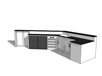 Functional Kitchen Table With Corner Design Cabinets Drawers And Countertop 3d model