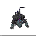 Game Movie Character Mechanical Castle With Purple Spires Flag And Dragon Head Decoration