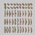 Various Shapes And Styles Door Handles In Light Brown Wooden Tones Neatly Arranged