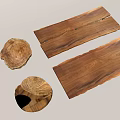 Handmade Wood and Stone Decorative Rectangular Boards and Round Slabs 3d model
