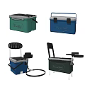 Portable Travel Coolers With Chair Cup Holder Green Blue Color Design