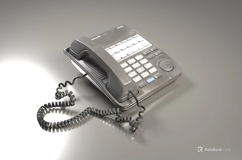 Classic Landline Telephone With Handset Keypad And Coiled Cord Design For Communication Use 3d model 