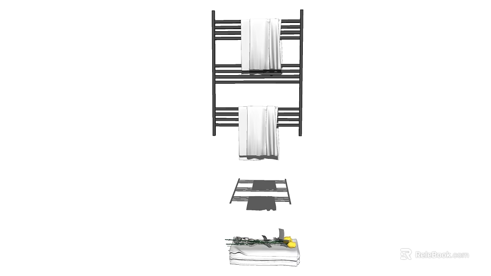Wall Mounted Bathroom Cabinet Rack With Multi layer Design For Towel Storage 3d model 