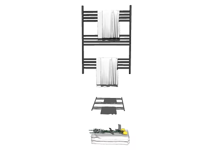 Wall Mounted Bathroom Cabinet Rack With Multi layer Design For Towel Storage 3d model