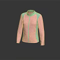 Pink And Turquoise Modern Jacket With Stand Collar And Zipper Design