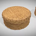 Wicker Daily Necessities Including Trays And Box With Fresh Green Pears