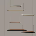 Modern Long Pendant Lights with Wooden and Metal Frames and Warm Illumination for Interior Spaces