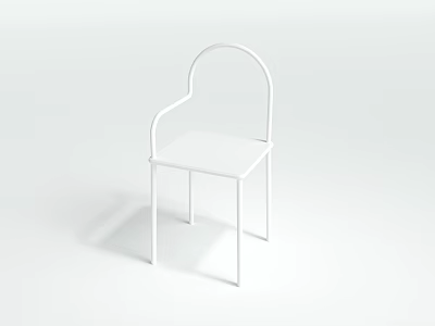 White leisure chair with simple design and curved armrests in modern style 3d model