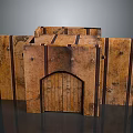Cartoon Style Textured Wooden Crates with Metal Straps in Animated Scene