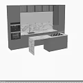 Modern Kitchen Interior Featuring Gray And White Cabinets Marble Countertop Central Island And Appliances