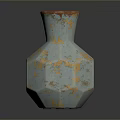 Handcrafted Sculpture Carving Vase With Light Blue Body Orange Spots And Red Rim Design