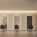 Modern Hair Salon Interior Design Featuring Stone Reception Desk Stylish Lighting And Chairs