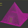 Ancient Pyramid Structure With Stone Bricks Red Door And Green Grass Exterior