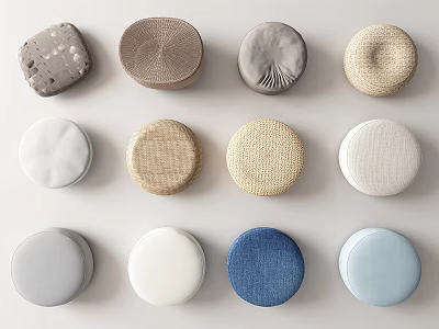 Home Living Daily Use Items Round Cushions with Various Colors and Different Materials 3d model