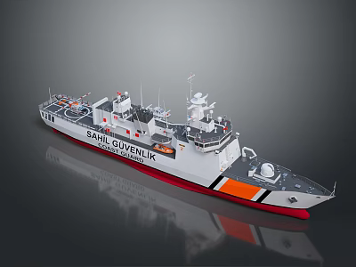 Shahid Qaveh Nik Patrol Boat Model With White Gray Orange Red Hull And Radar Antenna 3d model