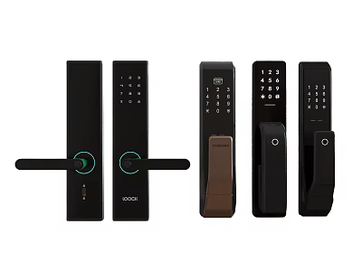 Smart Modern Door Lock Handles With Digital Keypad Various Styles And Black Brown Finish 3d model