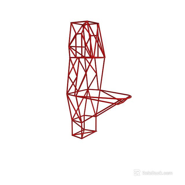 Red Geometric Frame Structure With Abstract Linear Design And Architectural Elements 3d model 