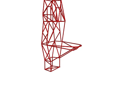 Red Geometric Frame Structure With Abstract Linear Design And Architectural Elements 3d model