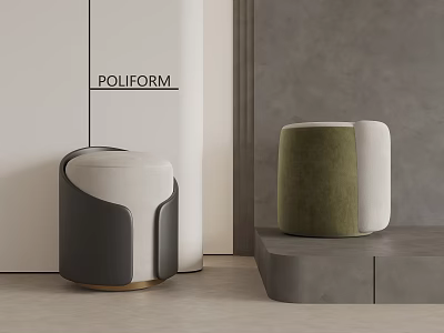 Poliform Modern Stools With Black White And Green White Color Design 3d model