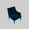 Elegant Blue Velvet Accent Chair With Studded Armrest And Dark Wooden Legs