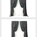 Layered Dark Gray Curtains With White Inner Layer For Elegant Home Decor 3d model