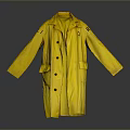 Stylish Yellow Long Coat Featuring Buttons Epaulets And Simple Design 3d model