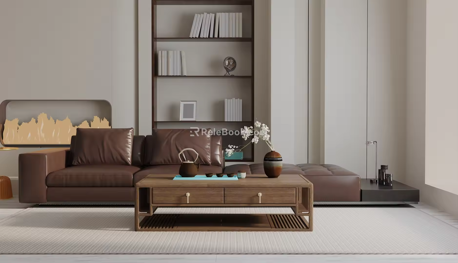 Modern three-seat sofa 3d model