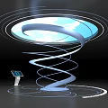 Futuristic Spiral Structure With Illuminated Circular Top And Digital Screen Panel 3d model