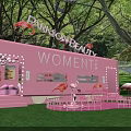 Pink Commercial Street Mobile Store with Parlsonbeauty Women Theme Flamingo Decorations and Green Grass Surroundings