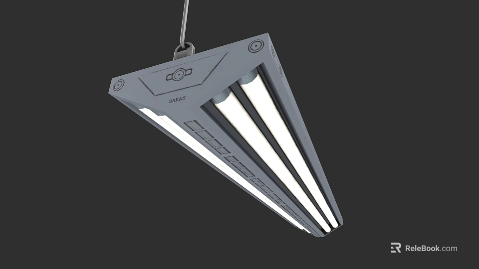 Modern LED Ceiling Light With Long Strip Design And Gray Metal Frame 3d model 